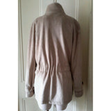 Calvin Klein Faux Suede Brushed Microfiber Moto Snap Up Jacket Womens M Tan