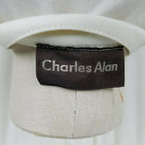 Vintage Charles Alan Pleated Shirt Coat Dress Womens S M Button Down Front Ivory