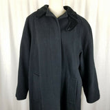 Larry Levine Black Cashmere Wool Long Maxi Swing Peacoat Womens 12 Velvet Collar