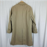 London Fog Trench Coat Deep Pile Faux Fur Removable Liner Mens 40R Vintage Khaki