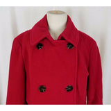 Calvin Klein Wool Long Peacoat Medium Length Coat Womens M Red Double Breasted