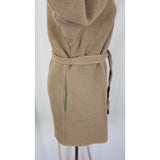 Gap Hooded Felted Wool Belted Tie Wrap Sweater Jacket Womens S Swing Oatmeal Tan