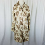 White House Black Market Floral Midi Long Blazer Jacket Coat Womens S Roses Tan