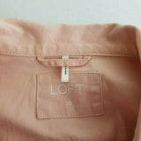 Ann Taylor Loft Baby Pink Cropped Trucker Denim Jean Jacket Womens XS 3/4 Sleeve