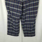 LL Bean Signature Plaid Wool Wide Legs Trousers Pants Womens 18 Belted Buckle