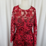 Vintage Red Lace Avant Garde Twirl Fit & Flare Prom Formal Dress Womens S Black