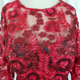 Vintage Red Lace Avant Garde Twirl Fit & Flare Prom Formal Dress Womens S Black