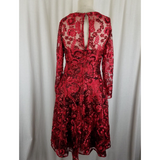 Vintage Red Lace Avant Garde Twirl Fit & Flare Prom Formal Dress Womens S Black