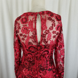 Vintage Red Lace Avant Garde Twirl Fit & Flare Prom Formal Dress Womens S Black