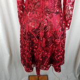 Vintage Red Lace Avant Garde Twirl Fit & Flare Prom Formal Dress Womens S Black