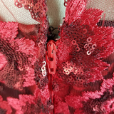 Vintage Red Lace Avant Garde Twirl Fit & Flare Prom Formal Dress Womens S Black