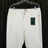 LL Bean 1912 Classic Fit White Denim Jeans Womens 16 NWT American Made Fabric