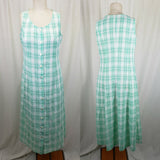 LL Bean Freeport Studios Green Plaid Maxi Summer Shirt Dress Womens Petites 10P