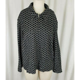 Jolibel Textured 3D Raised Print Black White Jacket Womens L Zippered Zip Up 80s