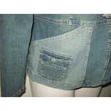 Vese Stretch Blue Jean Denim Blazer Style Jacket Womens M Faded Distressed 90s