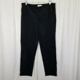Talbots Classic Side Zip Black Velvet Brushed Cotton Pants Womens 16 Flat Front