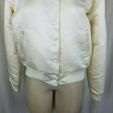 Adidas x Dehen McDonalds Silky Satin Bomber Baseball Jacket Womens L Ivory USA