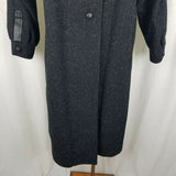 VTG International Outerwear Wool Black Leather Maxi Duster Trench Coat Womens 8