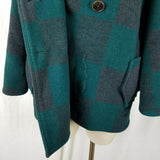 Anthropologie Cartonnier Green Plaid Poncho Cape Swing Peacoat Jacket Womens M