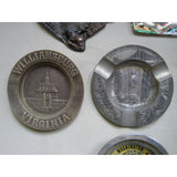 LOT of 7 VINTAGE ASHTRAYS TOURISM TRAVEL STATES PAINTED METAL COLLECTIBLES JAPAN