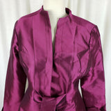 Chetta B. Wool Silk Fuchsia Metallic Tie Waist Jacket Blazer Shimmer Womens 10