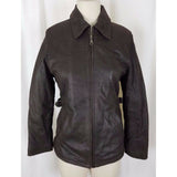Oakwood Classic Brown Leather Full Zip Up Half Belted Insulated Jacket Womens S