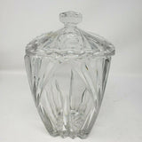Gorham Lead Crystal Cut Glass Square Lidded Heavyweight Biscuit Cookie Jar Clear