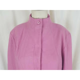Terry Lewis Classic Luxuries Pink Wool Gray Faux Fur Trim Coat Peacoat Womens M