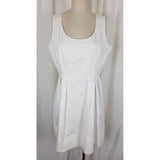 Ellen Tracy White Cotton Summer Sundress Pleated Dress Womens 12 Weighted Lined