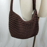 The Original Sak Chocolate Brown Crochet Zip Shoulder Handbag Bag Purse Knit