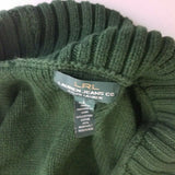 LRL Ralph Lauren Shawl Collar Henley Cotton Knit Sweater Womens L Dark Green