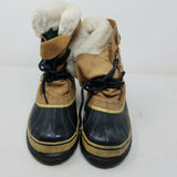 Sorel Caribou Boots Brown Leather Fur Felted Lined Winter Snow Boots Womens 7