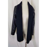 Nurture Open Front Asymmetrical Knit Vegan Faux Leather Sweater Jacket Womens L