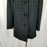 Laura Ashley Black Houndstooth Woven Short Button Up Peacoat Jacket Womens XL 3D