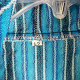 Vintage Striped Hooded Woven Henley Shirt Jacket Hoodie Mens 42 Drug Rug Baja
