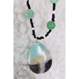 Renees Renderings Agate Quartz Green Beads Beaded Necklace Earrings Set Jewelry