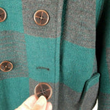 Anthropologie Cartonnier Green Plaid Poncho Cape Swing Peacoat Jacket Womens M