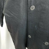 Vintage Workers For Freedom London Black Leather Double Breasted Coat Womens 16