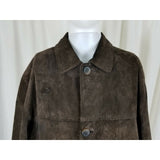 Dockers Brown Brushed Leather Suede Rancher Coat Mens XL Quilted Long Jacket