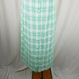 LL Bean Freeport Studios Green Plaid Maxi Summer Shirt Dress Womens Petites 10P