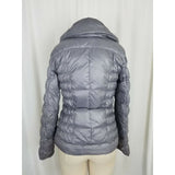 Kenneth Cole Quilted Down Puffer Parka Jacket Womens XS Silver Metallic Gray
