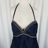 Apple Bottoms Denim Blue Jean Wiggle Bodycon Halter Summer Sun Dress Womens 18
