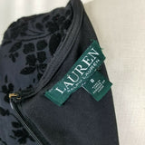 Lauren Ralph Lauren Velvet Fit & Flare Faux Wrap Little Black Dress Womens 8