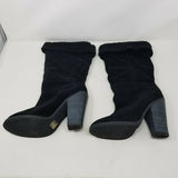 Colin Stuart x Victoria Secret Fold Over Shearling Black Suede Boots Womens 10B