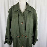 Nuage Long Anorak Raincoat Trench Coat Womens 12 Green Crosshatch Cape Top 126