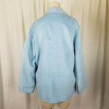 London Fog All Weather Suede Jacket Coat Womens M Powder Blue Faux Vegan Vintage