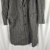 Vintage Black & White Herringbone Tweed Wool Peacoat Mens L Over Top Coat