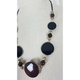 Glass Circles Flat Beads BEADED NECKLACE Contemporary Statement Piece Burgundy