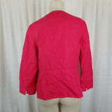 Talbots Linen Open Front Swing Blazer Jacket Womens 8 3/4 Sleeves Bright Pink