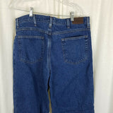 LL Bean Relaxed Fit Plaid Flannel Lined Insulated Denim Blue Jeans Mens 36 36x29